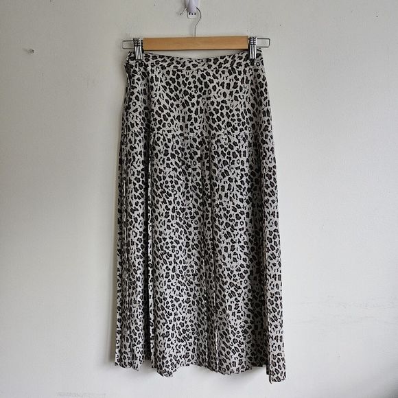 Vintage 80s/90s Cheetah Pattern Pleated A Line Midi Skirt Tan Black Women's Sz 4 - Picture 5 of 9